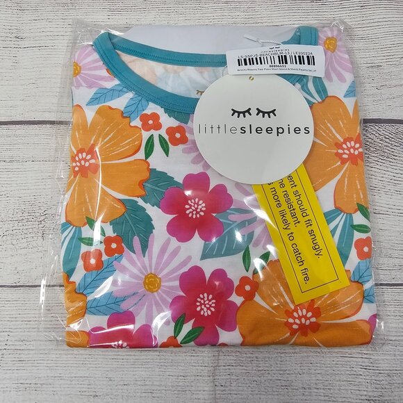 NIB Little Sleepies Beachy Blooms 2 Piece Short Sleeve & Shorts PJ Set Size 4T - Picture 1 of 3